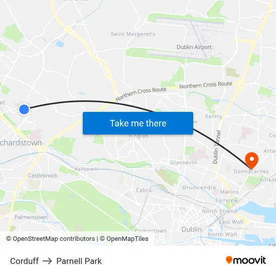 Corduff to Parnell Park map