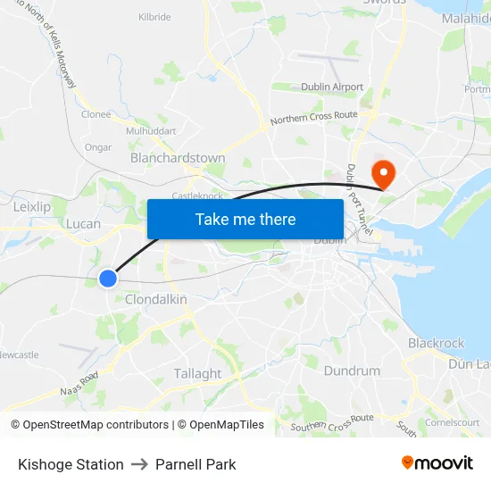 Kishoge Station to Parnell Park map