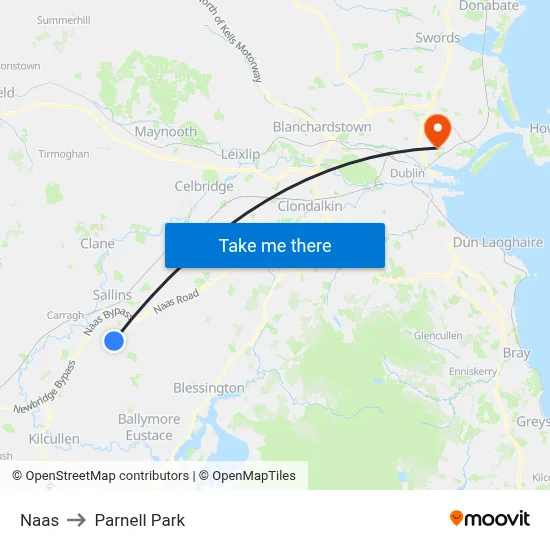 Naas to Parnell Park map