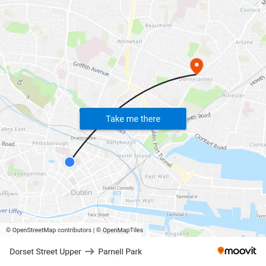 Dorset Street Upper to Parnell Park map