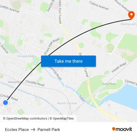 Eccles Place to Parnell Park map