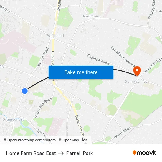Home Farm Road East to Parnell Park map