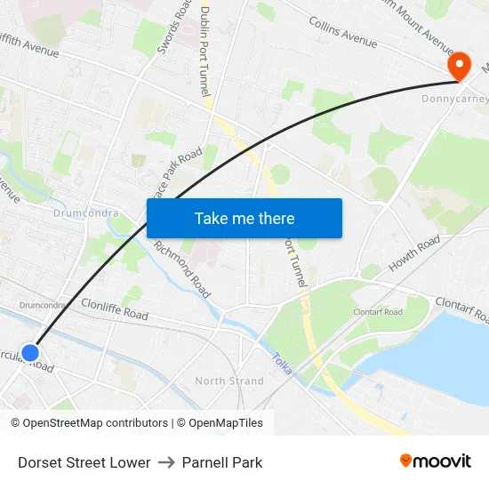 Dorset Street Lower to Parnell Park map