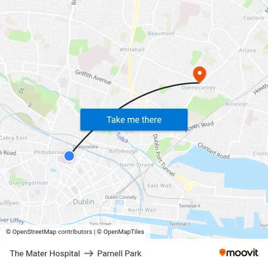 The Mater Hospital to Parnell Park map