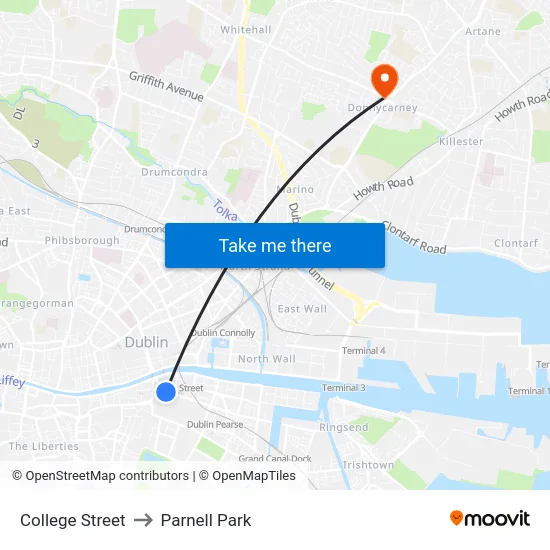 College Street to Parnell Park map