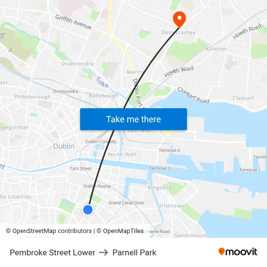 Pembroke Street Lower to Parnell Park map
