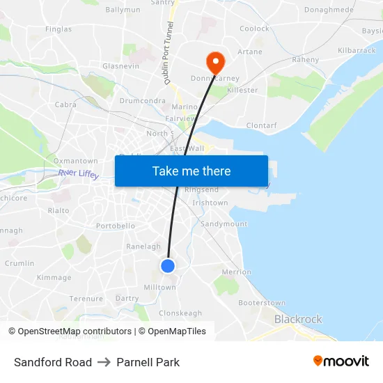 Sandford Road to Parnell Park map