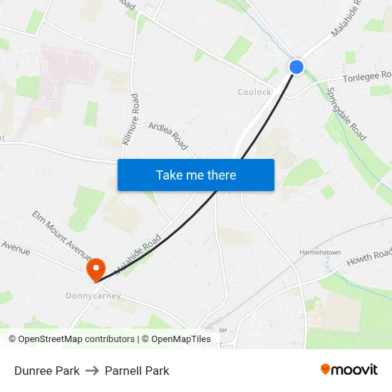 Dunree Park to Parnell Park map
