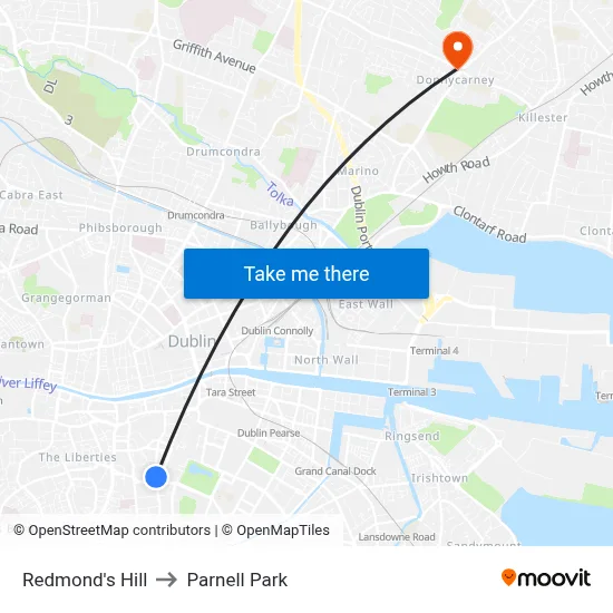 Redmond's Hill to Parnell Park map