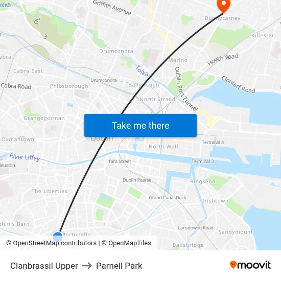 Clanbrassil Upper to Parnell Park map