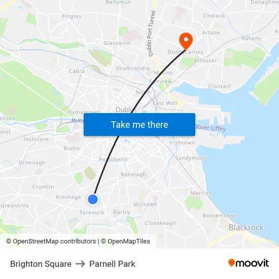 Brighton Square to Parnell Park map