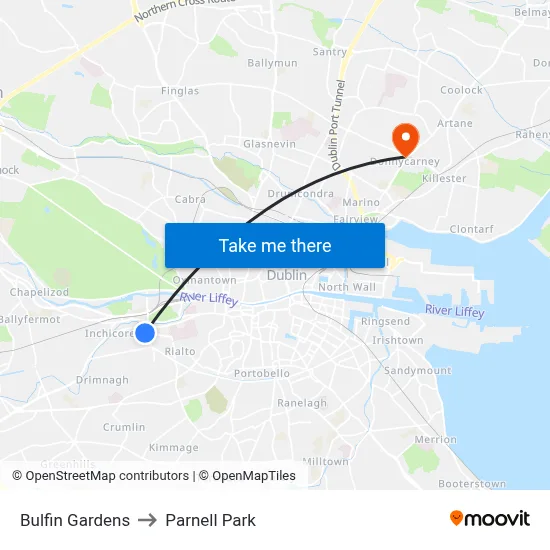 Bulfin Gardens to Parnell Park map