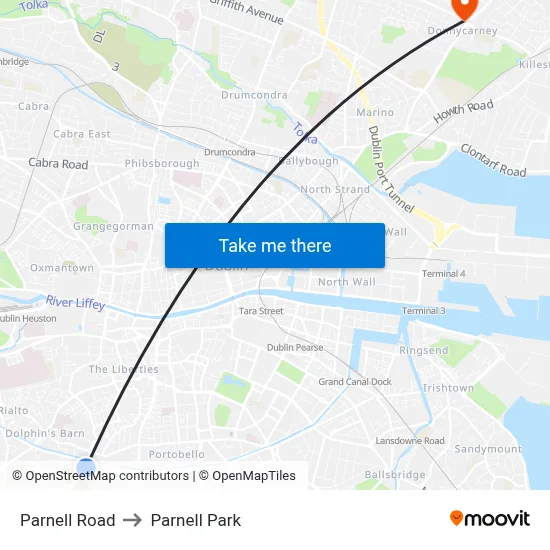 Parnell Road to Parnell Park map