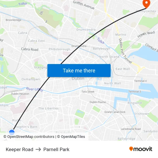 Keeper Road to Parnell Park map