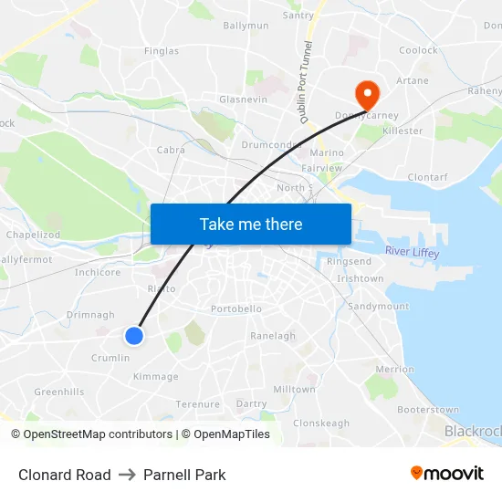 Clonard Road to Parnell Park map