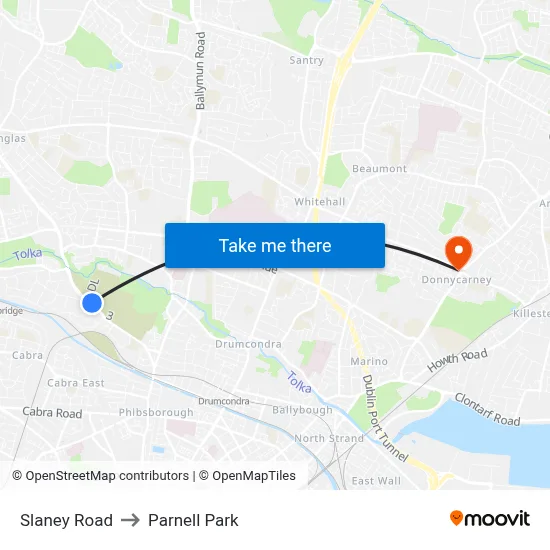 Slaney Road to Parnell Park map