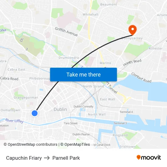 Capuchin Friary to Parnell Park map