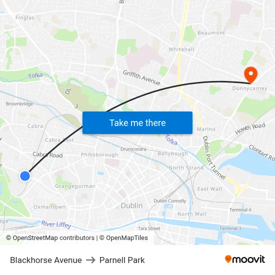 Blackhorse Avenue to Parnell Park map