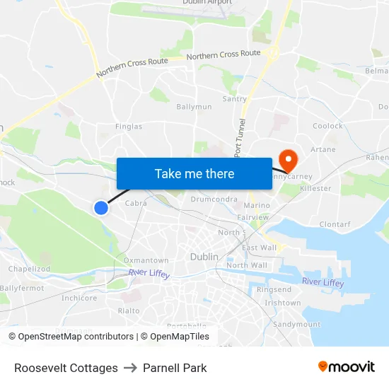 Roosevelt Cottages to Parnell Park map