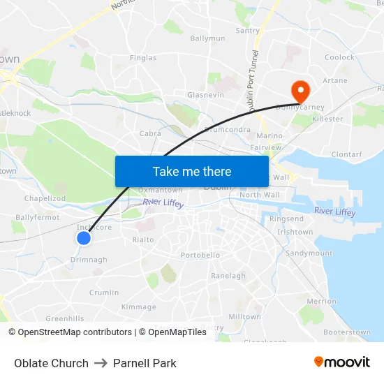 Oblate Church to Parnell Park map
