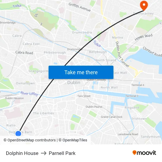 Dolphin House to Parnell Park map