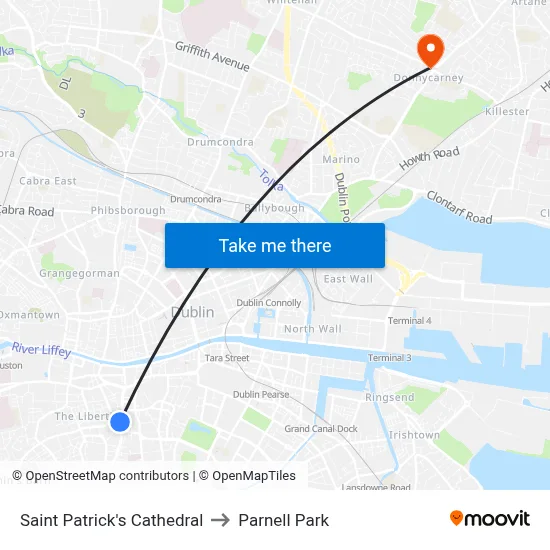 Saint Patrick's Cathedral to Parnell Park map