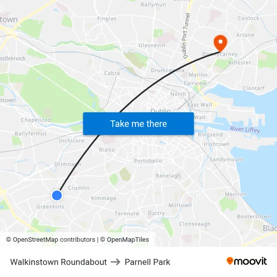 Walkinstown Roundabout to Parnell Park map