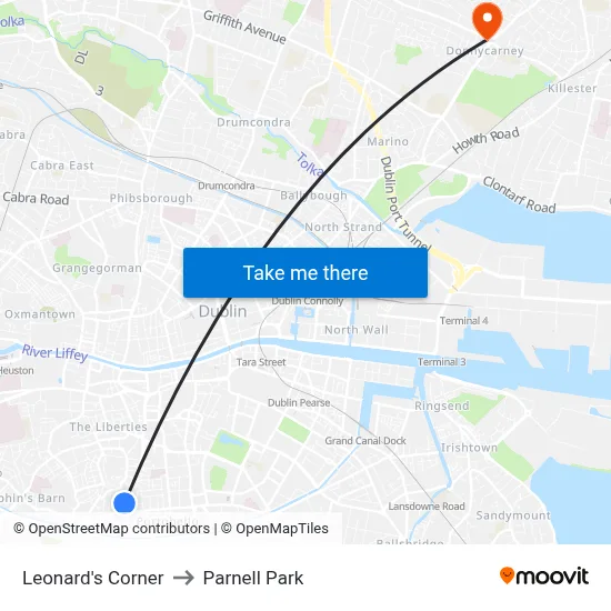 Leonard's Corner to Parnell Park map