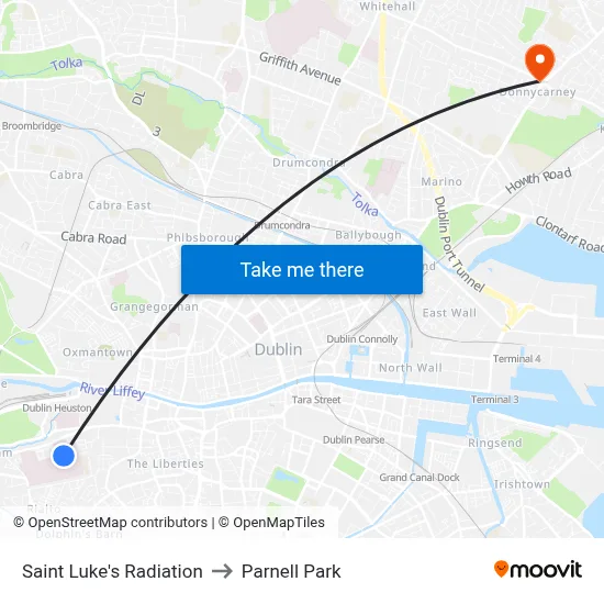 Saint Luke's Radiation to Parnell Park map