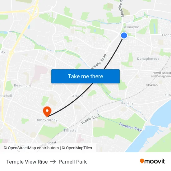 Temple View Rise to Parnell Park map