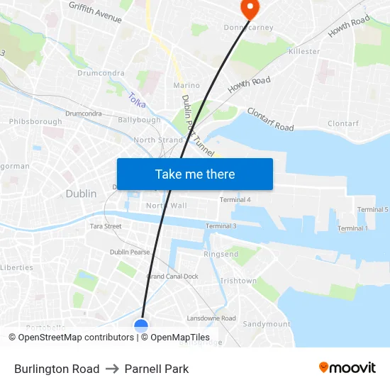 Burlington Road to Parnell Park map