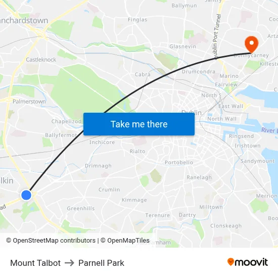 Mount Talbot to Parnell Park map