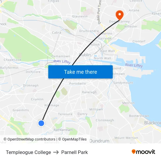 Templeogue College to Parnell Park map