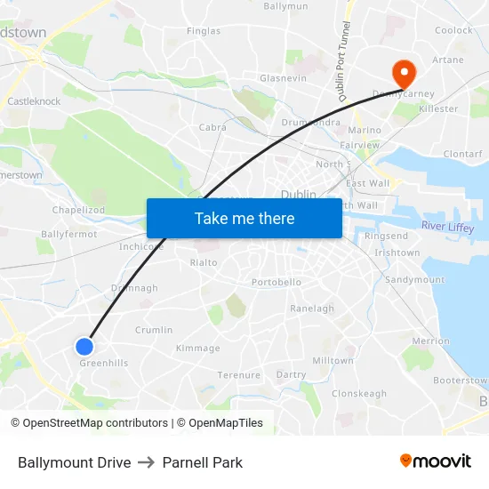 Ballymount Drive to Parnell Park map