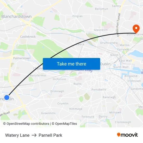 Watery Lane to Parnell Park map