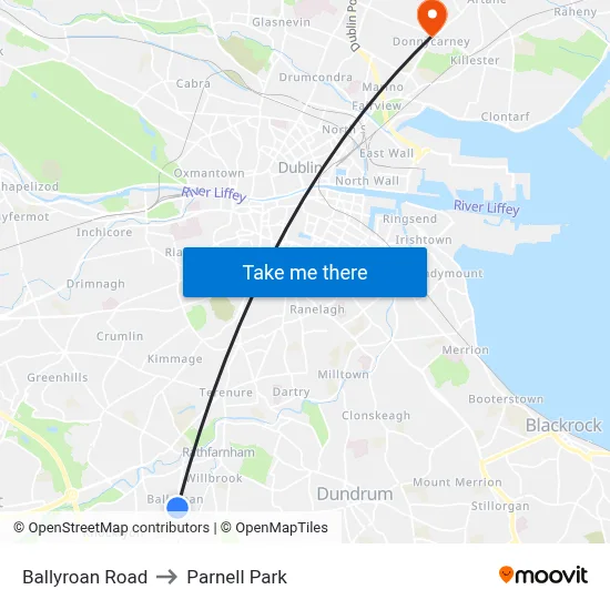Ballyroan Road to Parnell Park map