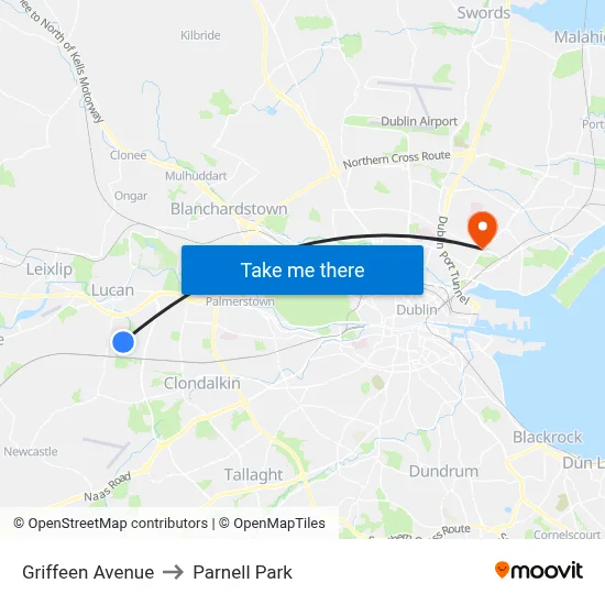 Griffeen Avenue to Parnell Park map