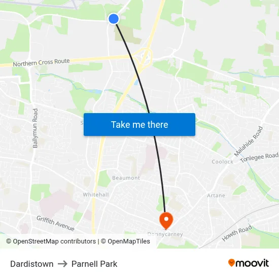 Dardistown to Parnell Park map