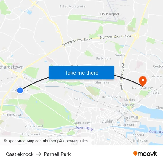 Castleknock to Parnell Park map