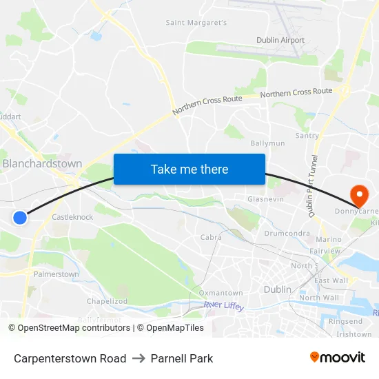 Carpenterstown Road to Parnell Park map