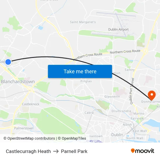 Castlecurragh Heath to Parnell Park map
