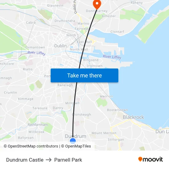 Dundrum Castle to Parnell Park map