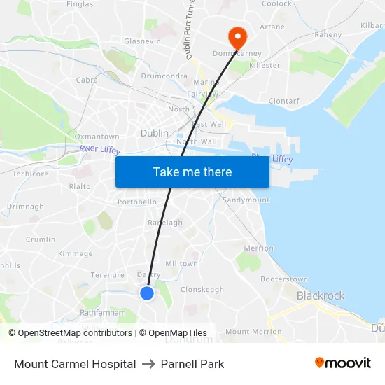 Mount Carmel Hospital to Parnell Park map
