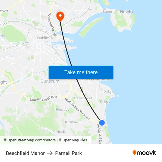 Beechfield Manor to Parnell Park map