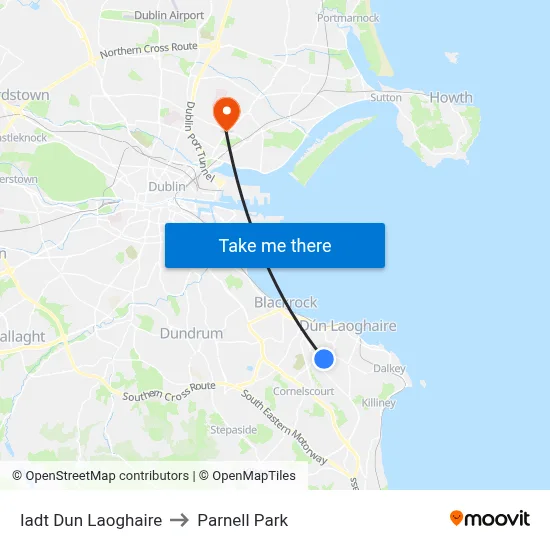 Iadt Dun Laoghaire to Parnell Park map