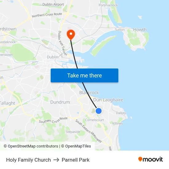 Holy Family Church to Parnell Park map