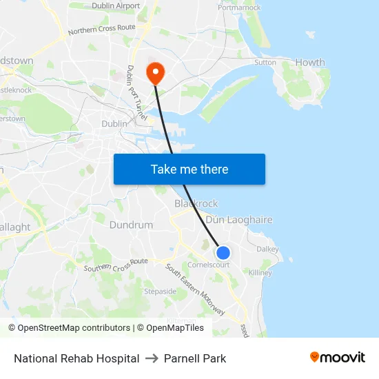 National Rehab Hospital to Parnell Park map