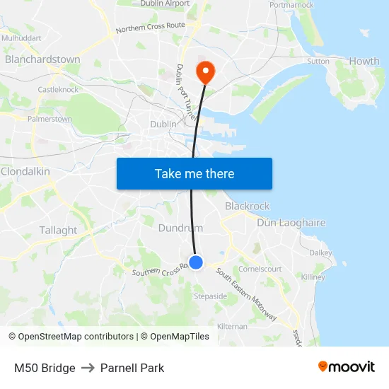 M50 Bridge to Parnell Park map