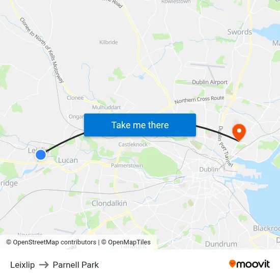 Leixlip to Parnell Park map