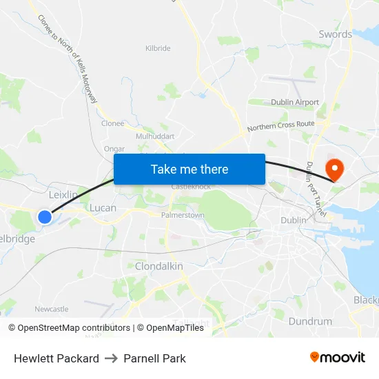 Hewlett Packard to Parnell Park map